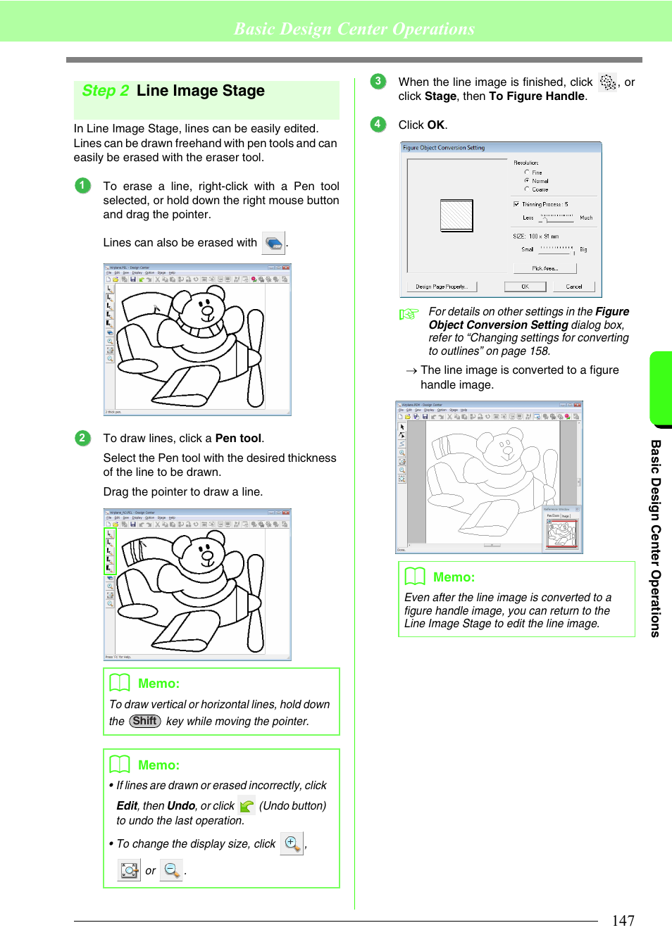 Basic design center operations, Step 2 line image stage | Brother PE-DESIGN 8 User Manual | Page 149 / 269