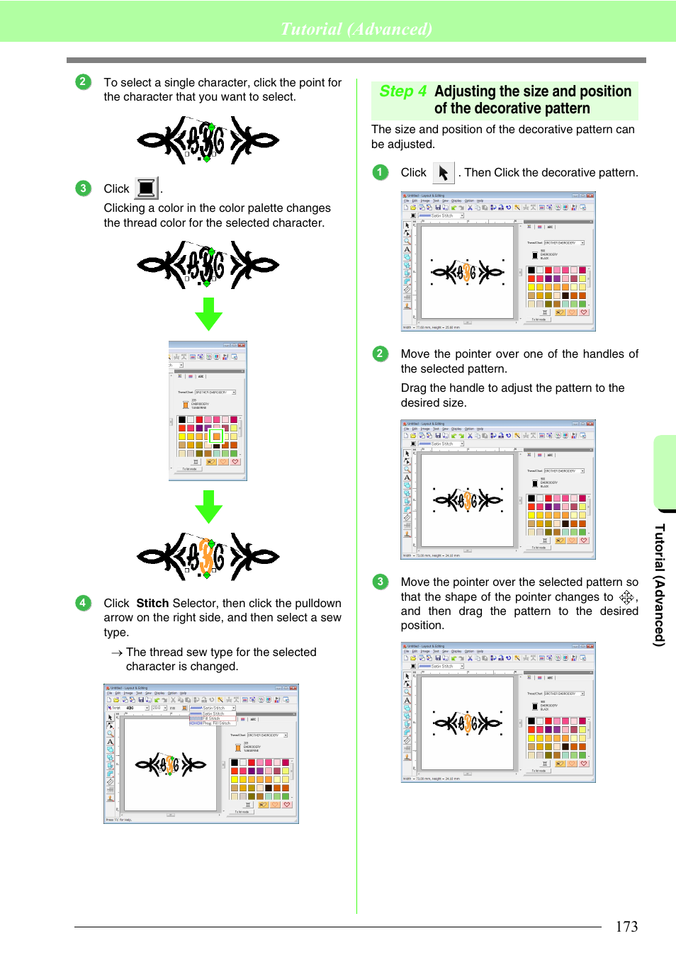 Tutorial (advanced) | Brother PE-DESIGN 8 User Manual | Page 175 / 269