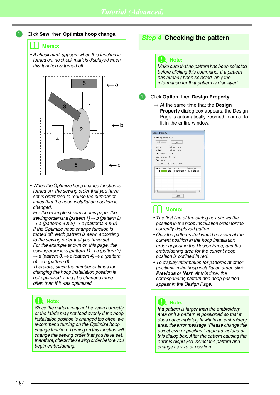 Checking the pattern, Tutorial (advanced), Step 4 checking the pattern | Brother PE-DESIGN 8 User Manual | Page 186 / 269