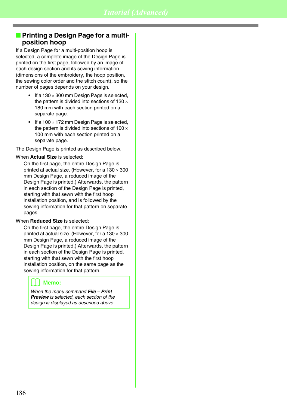 Tutorial (advanced), Printing a design page for a multi- position hoop | Brother PE-DESIGN 8 User Manual | Page 188 / 269