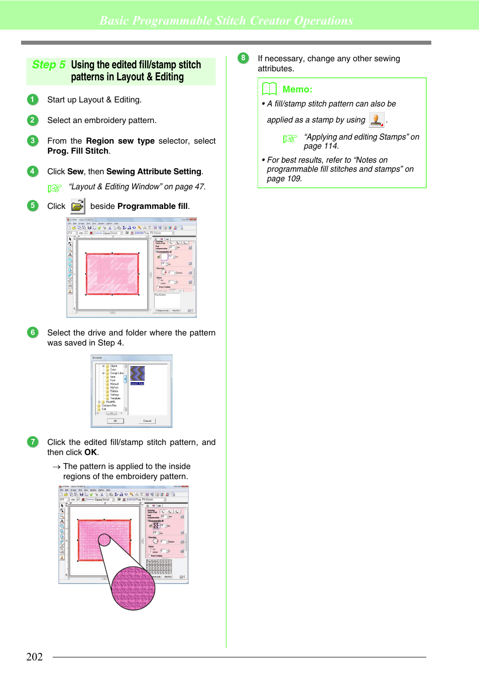 Basic programmable stitch creator operations | Brother PE-DESIGN 8 User Manual | Page 204 / 269