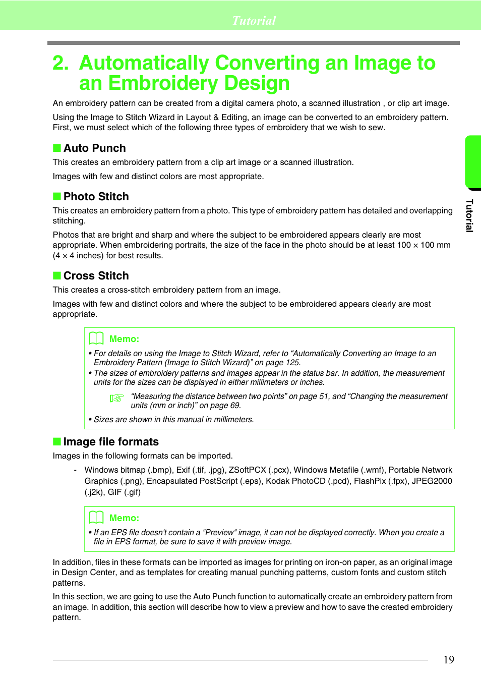 Automatically converting an image to an, Embroidery design, P. 19) | Tutorial | Brother PE-DESIGN 8 User Manual | Page 21 / 269