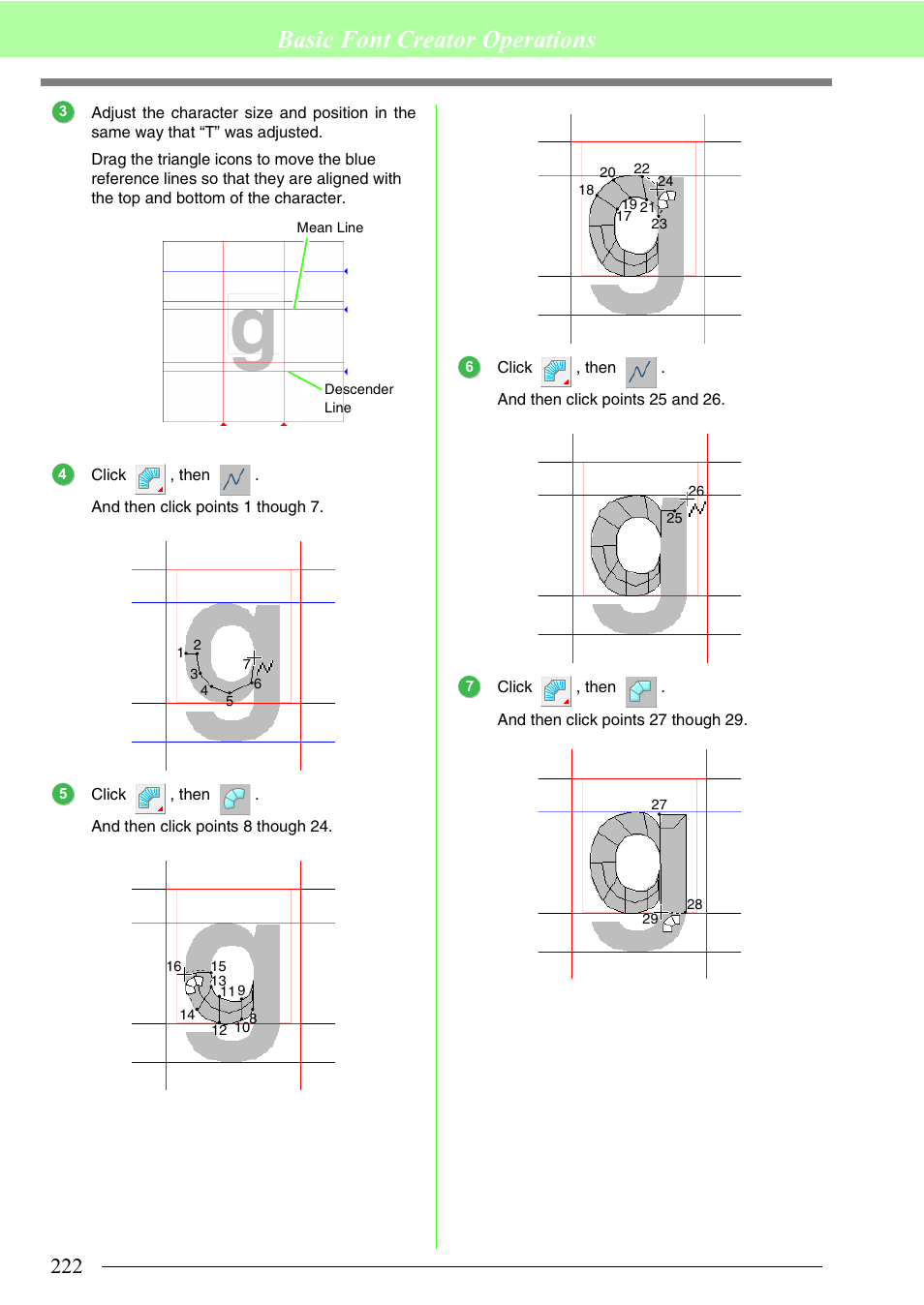 Basic font creator operations | Brother PE-DESIGN 8 User Manual | Page 224 / 269