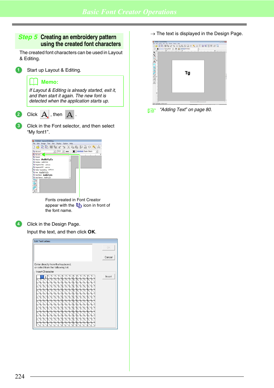 Basic font creator operations | Brother PE-DESIGN 8 User Manual | Page 226 / 269