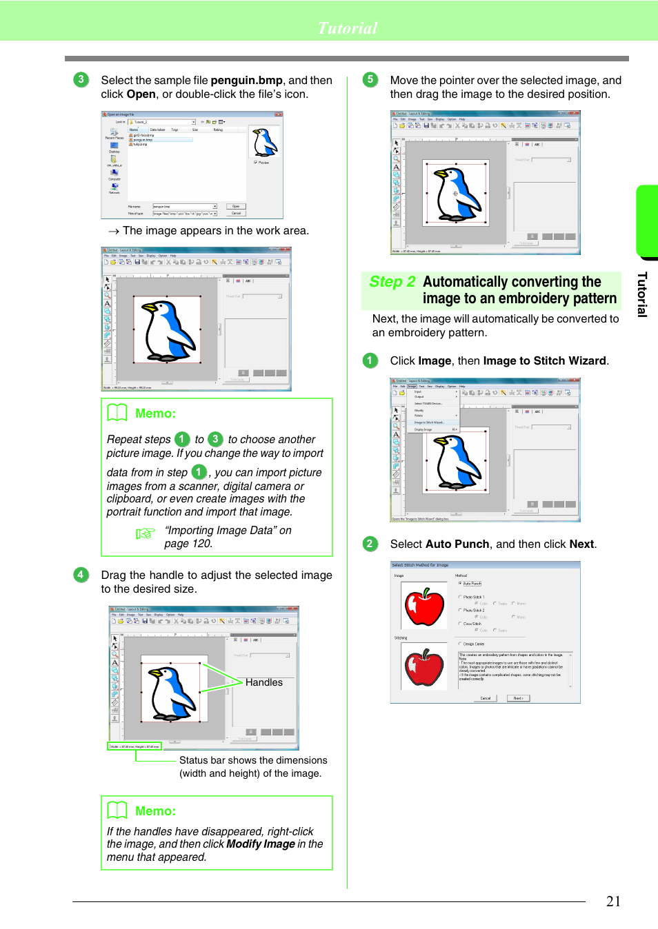 Tutorial | Brother PE-DESIGN 8 User Manual | Page 23 / 269