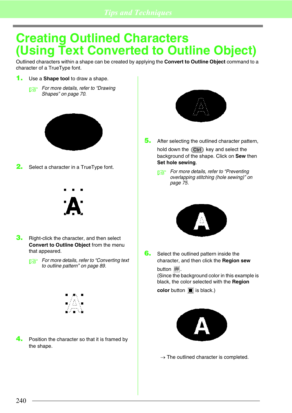 Tips and techniques | Brother PE-DESIGN 8 User Manual | Page 242 / 269