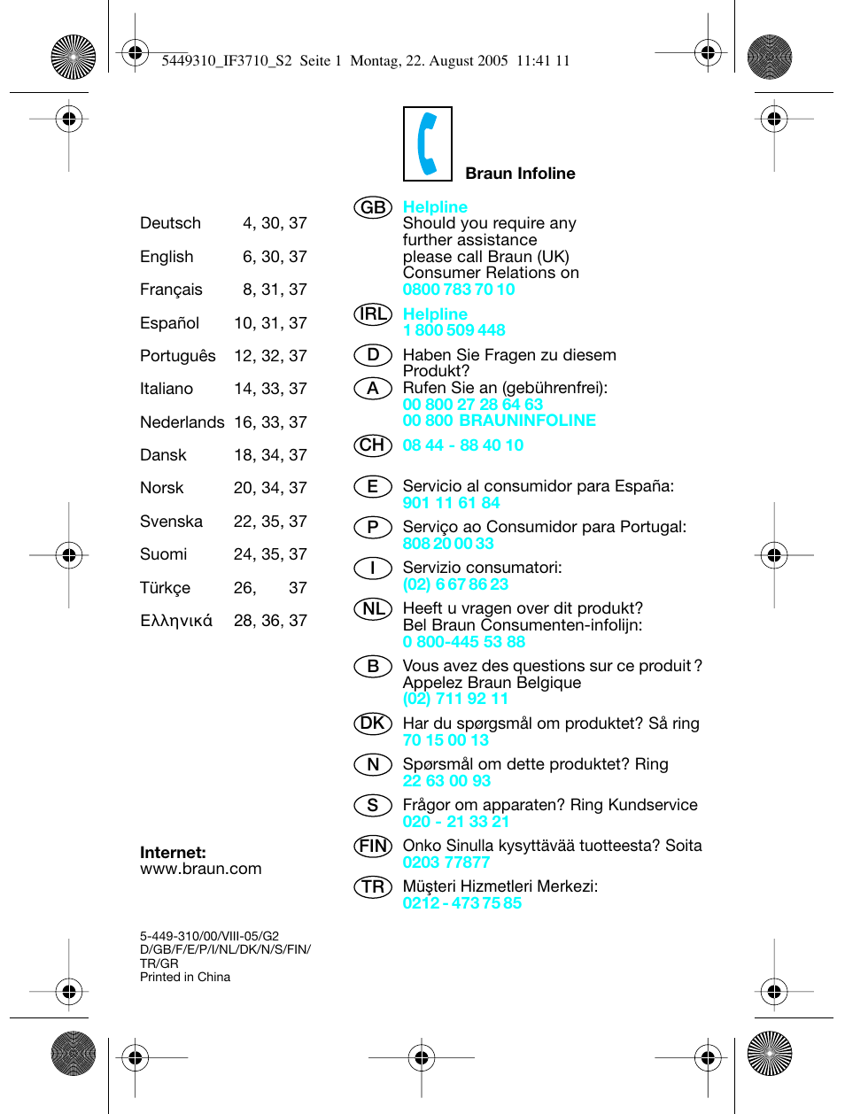 Braun 3710 InterFace Excel User Manual | Page 2 / 40