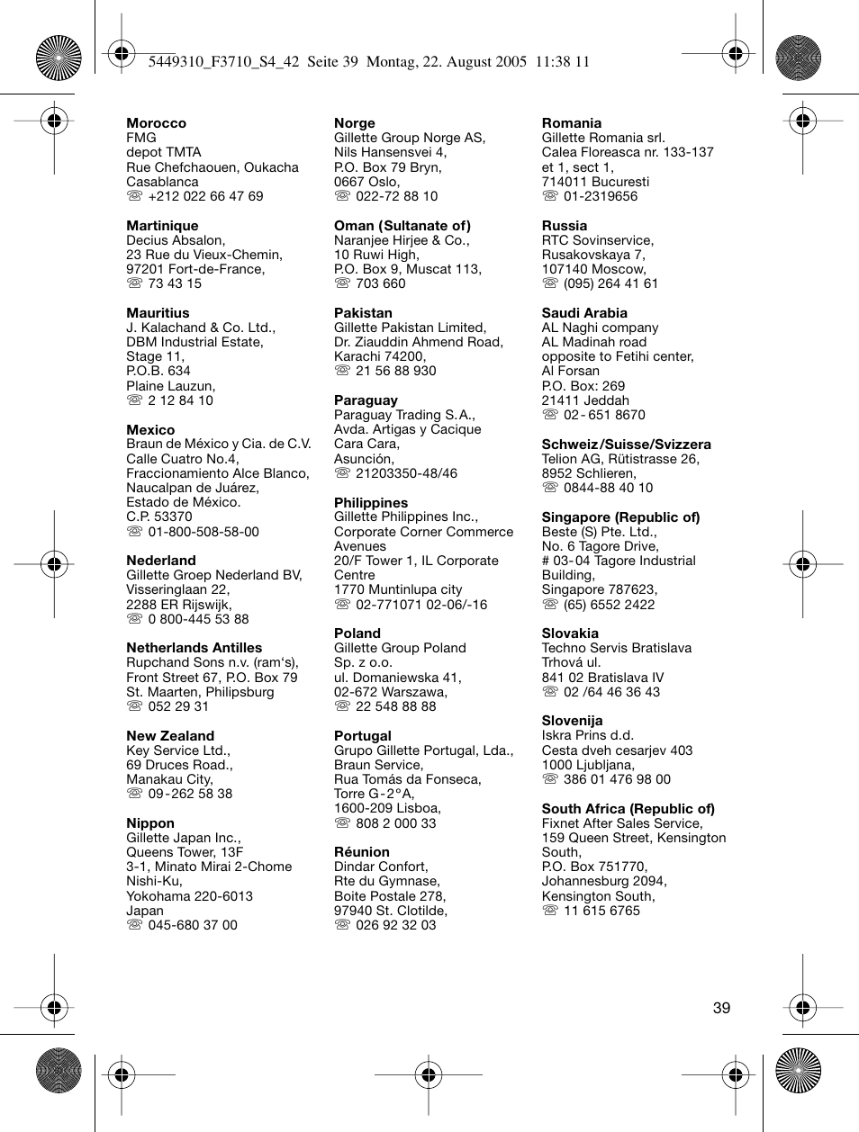 Braun 3710 InterFace Excel User Manual | Page 39 / 40