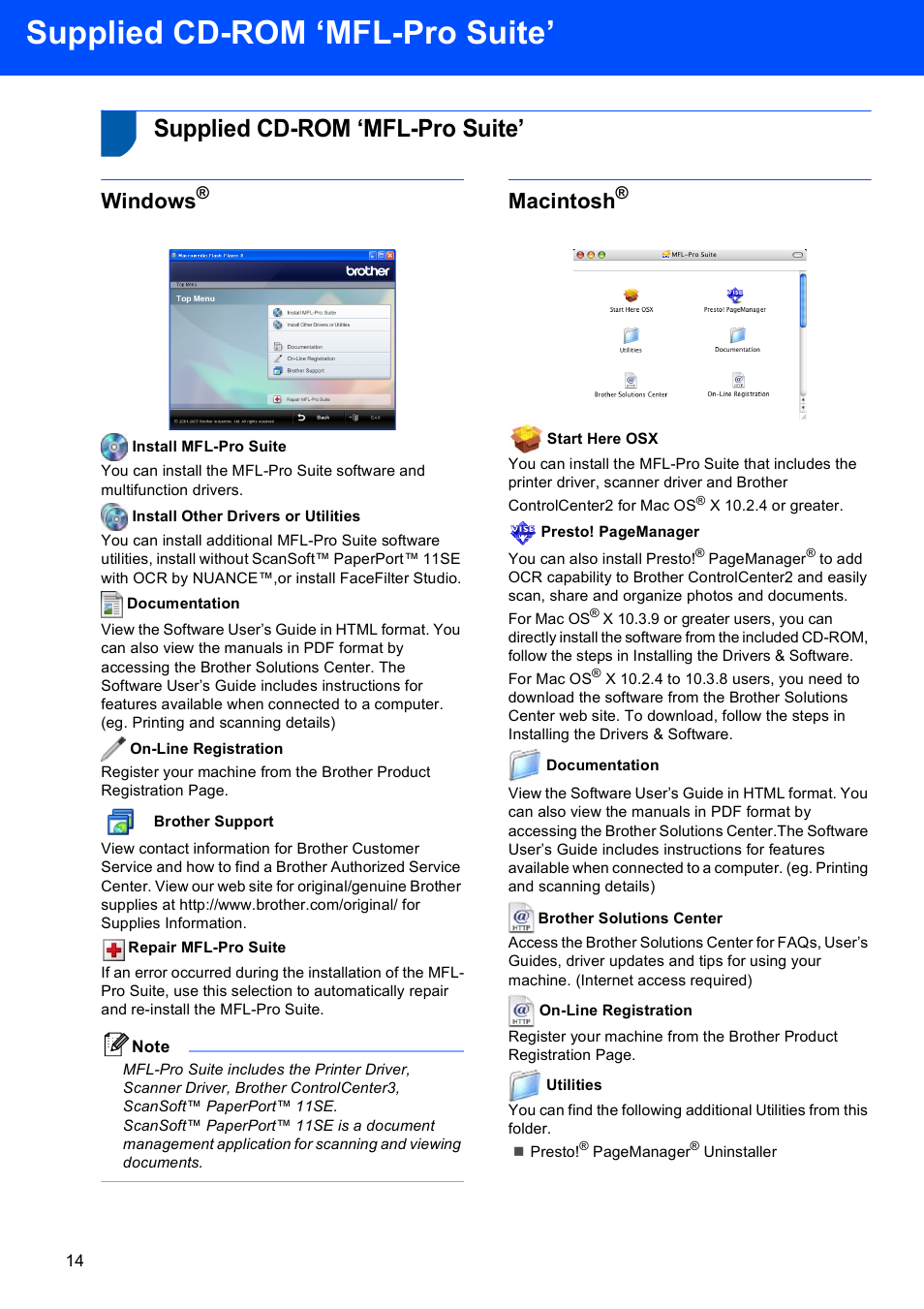 Step 2 installing the driver & software, Supplied cd-rom ‘mfl-pro suite, Windows | Macintosh | Brother MFC-230C User Manual | Page 16 / 28