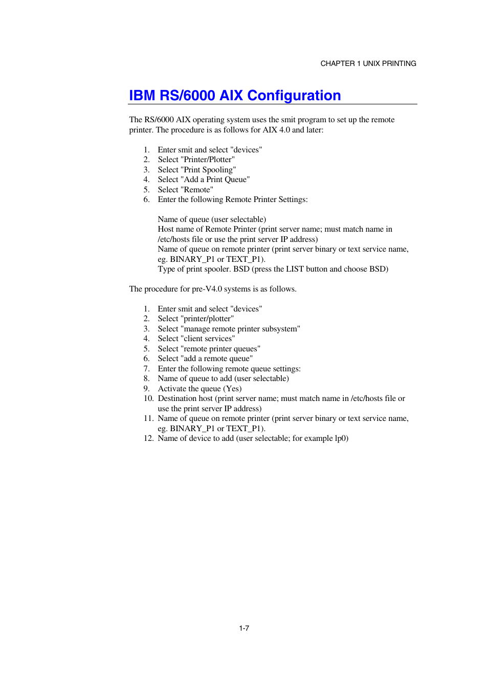 Ibm rs/6000 aix configuration | Brother NC-2100p User Manual | Page 19 / 96