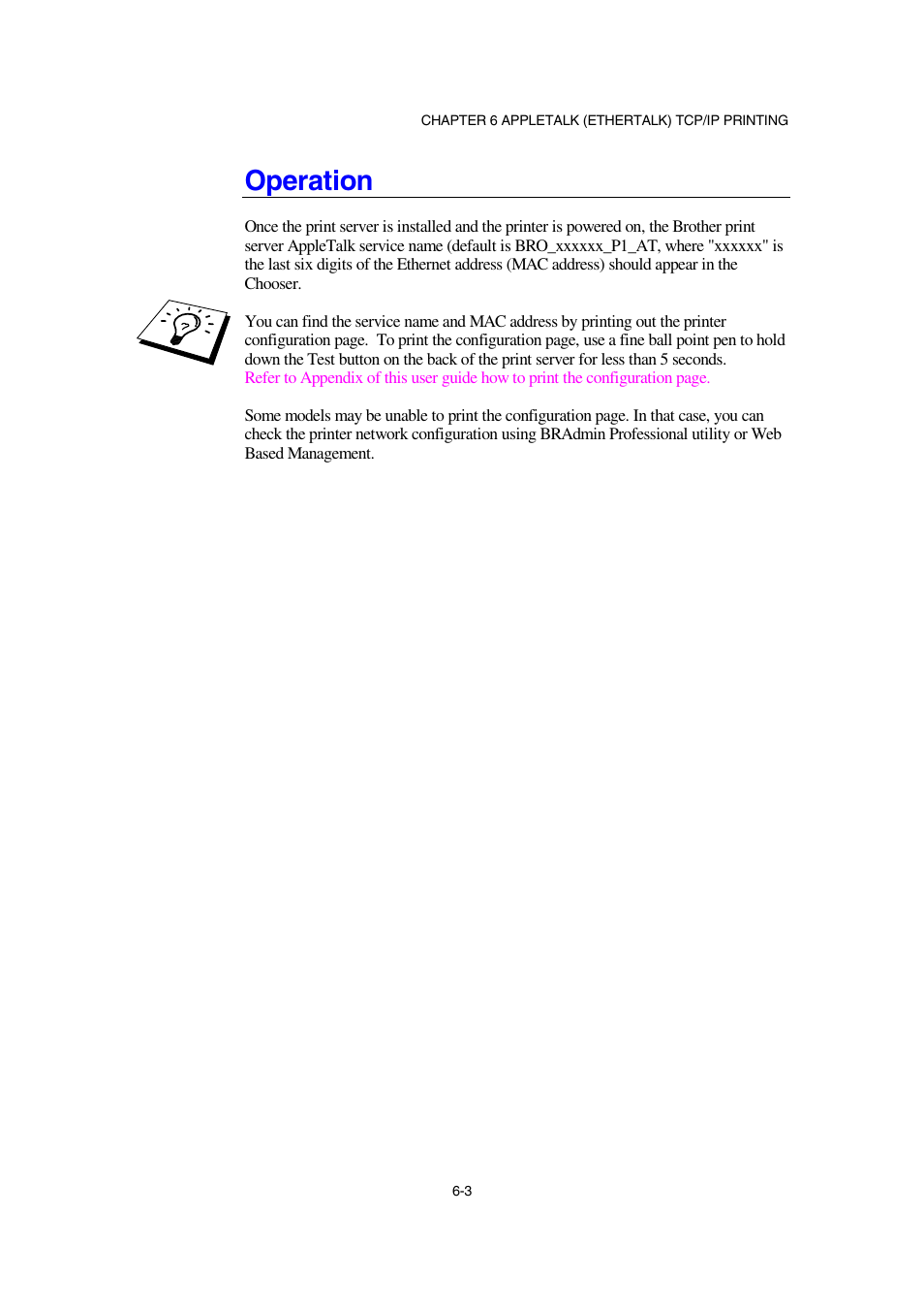 Operation, Operation 6-3 | Brother NC-2100p User Manual | Page 58 / 96
