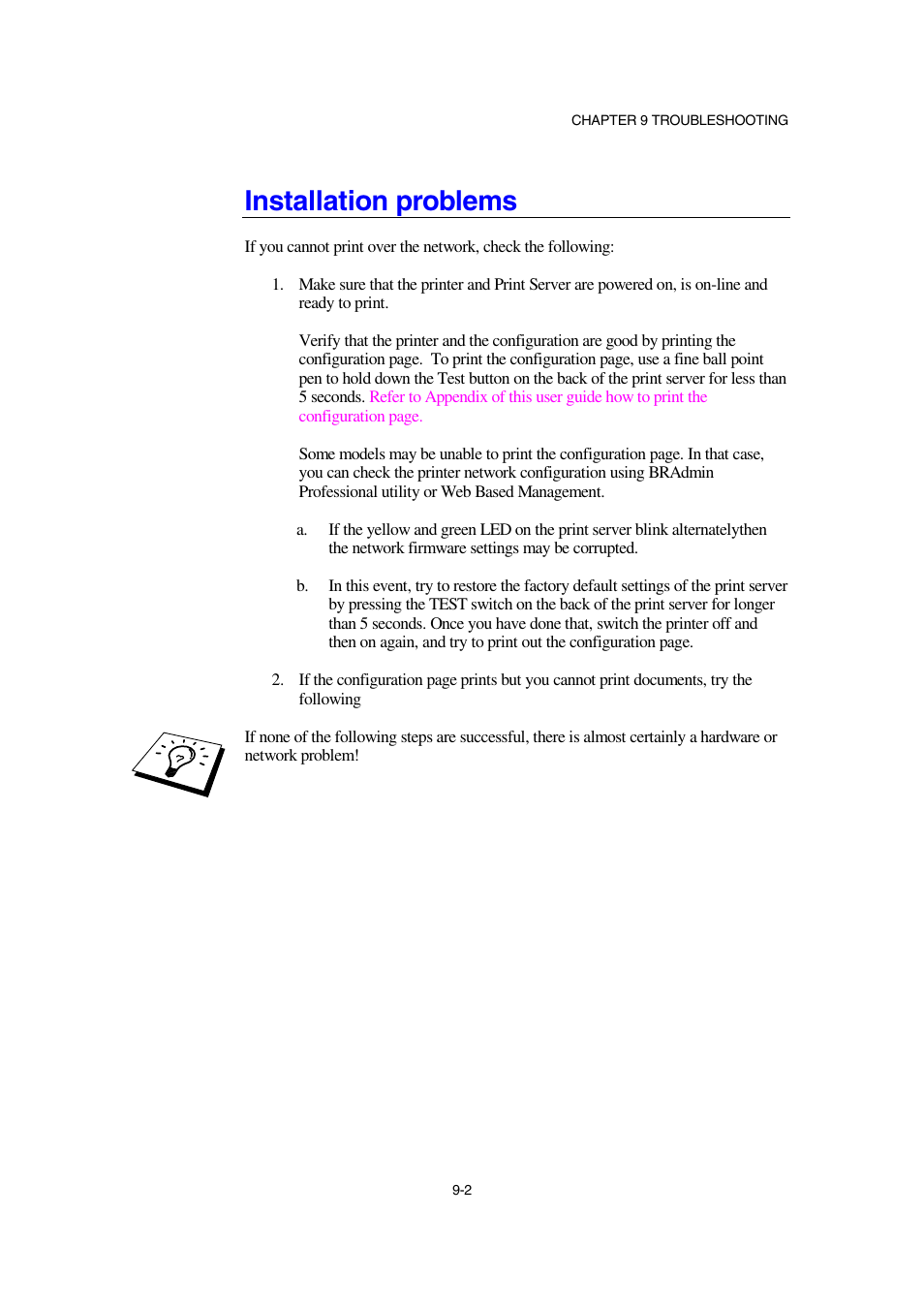 Installation problems | Brother NC-2100p User Manual | Page 77 / 96