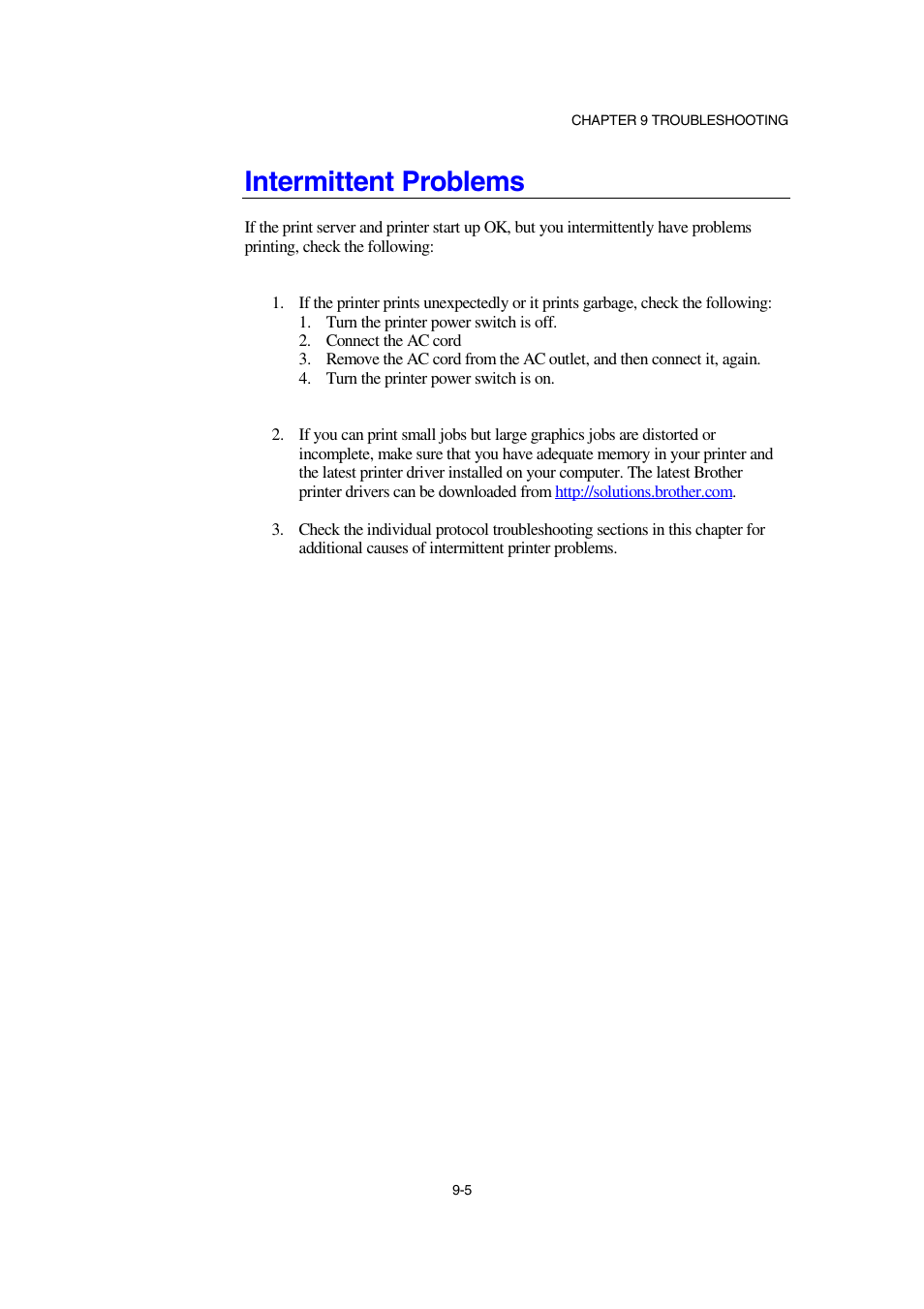 Intermittent problems | Brother NC-2100p User Manual | Page 80 / 96