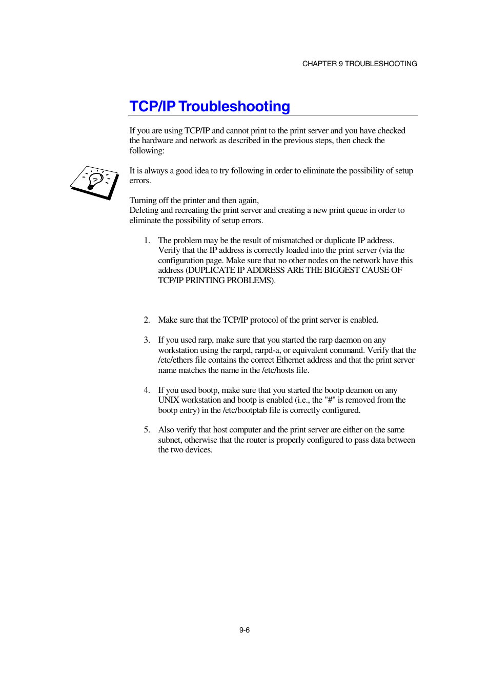 Tcp/ip troubleshooting | Brother NC-2100p User Manual | Page 81 / 96