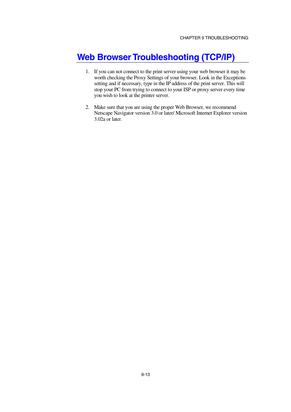 Web browser troubleshooting (tcp/ip) | Brother NC-2100p User Manual | Page 88 / 96