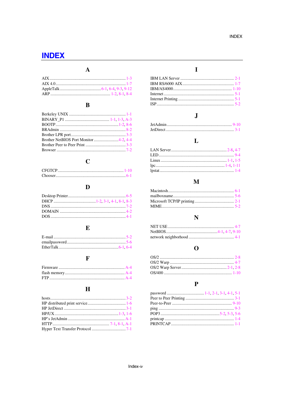 Index, Index i-1 | Brother NC-2100p User Manual | Page 95 / 96