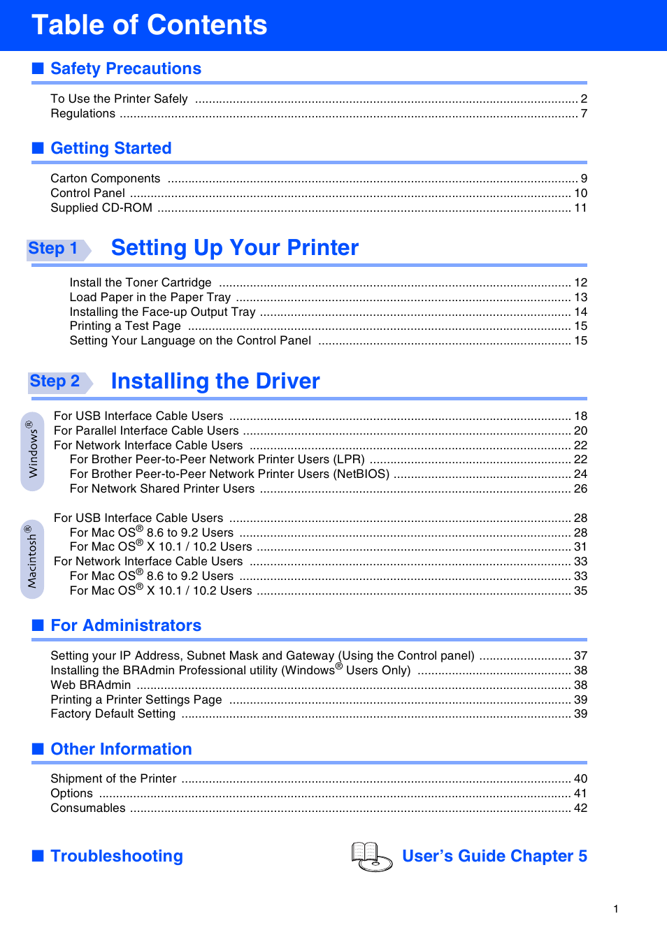 Brother HL-8050N User Manual | Page 2 / 44