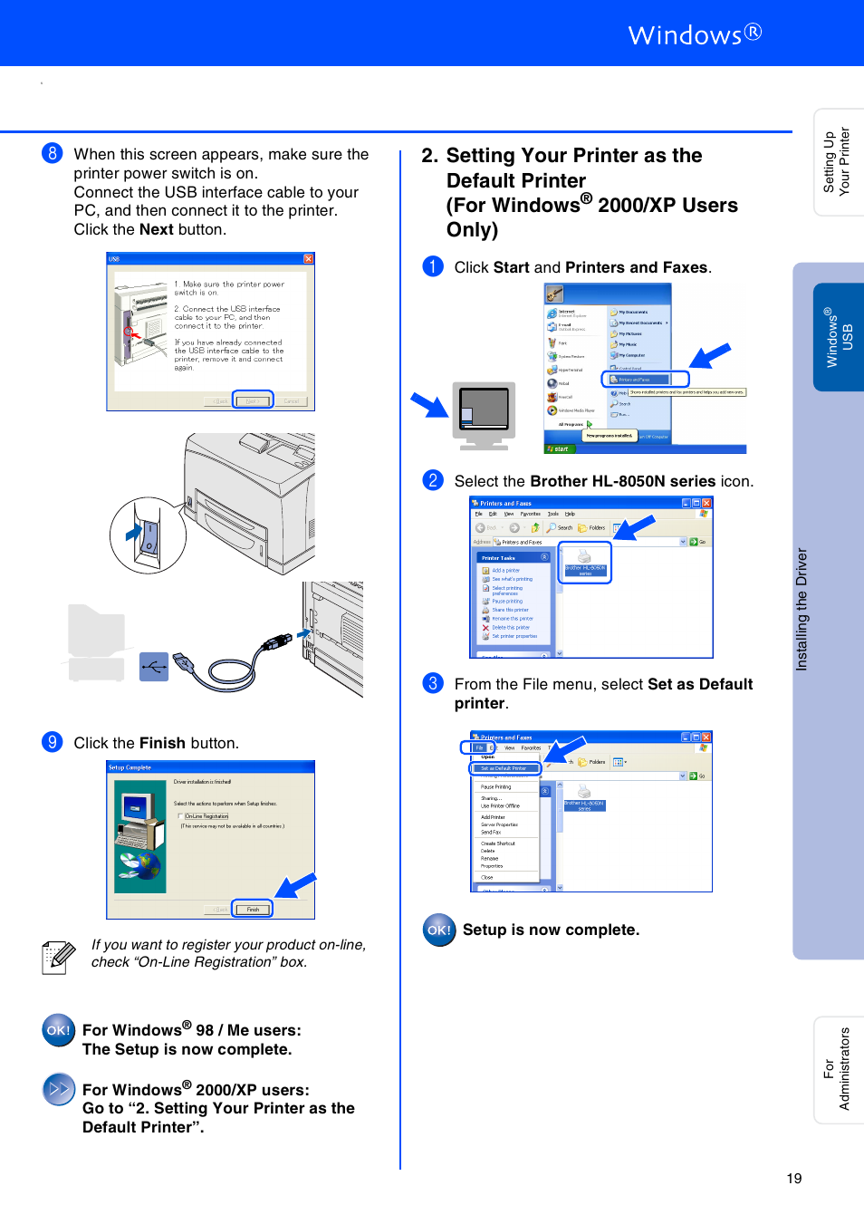2000/xp users only) | Brother HL-8050N User Manual | Page 20 / 44