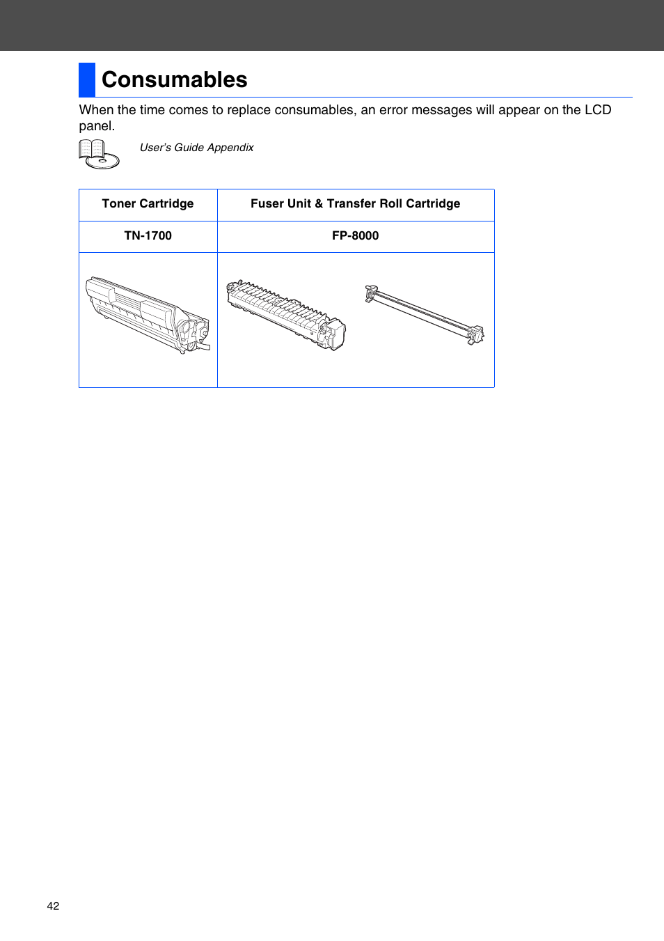 Consumables | Brother HL-8050N User Manual | Page 43 / 44