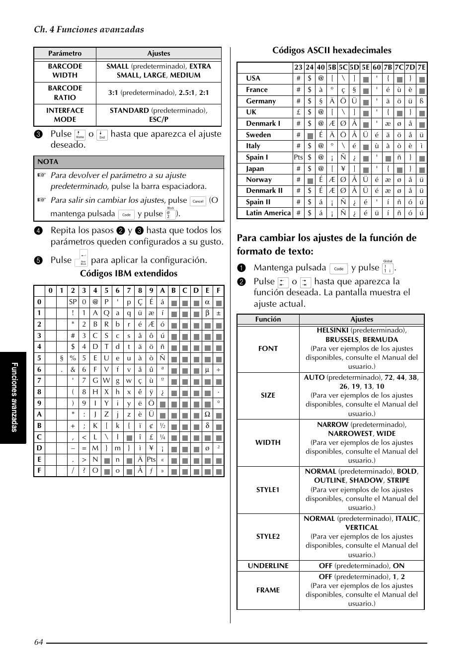Ch. 4 funciones avanzadas | Brother PT-9600 User Manual | Page 194 / 235
