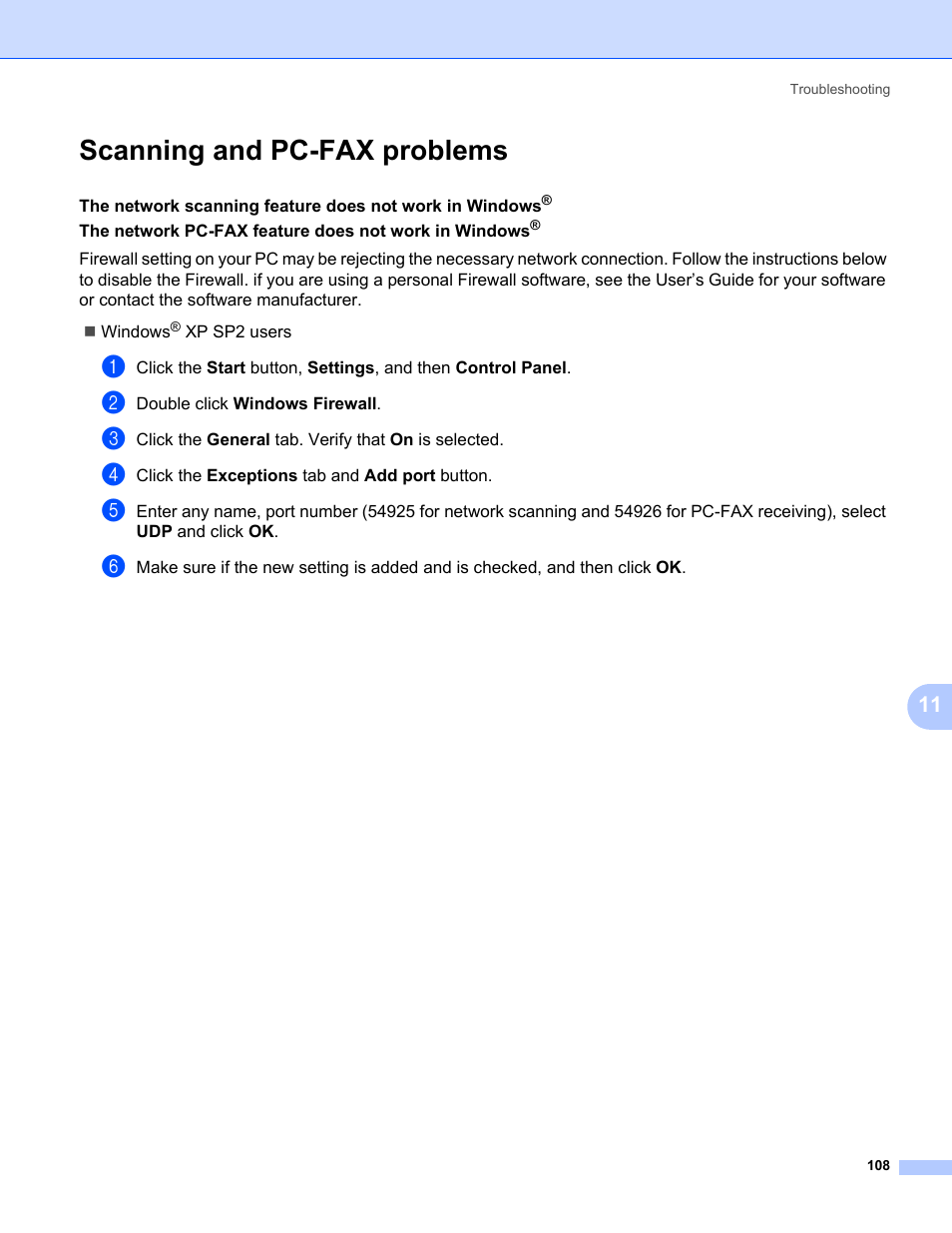 Scanning and pc-fax problems | Brother MFC-665CW User Manual | Page 115 / 132