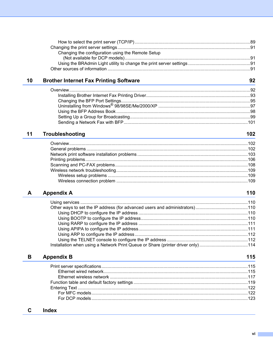 Brother MFC-665CW User Manual | Page 7 / 132