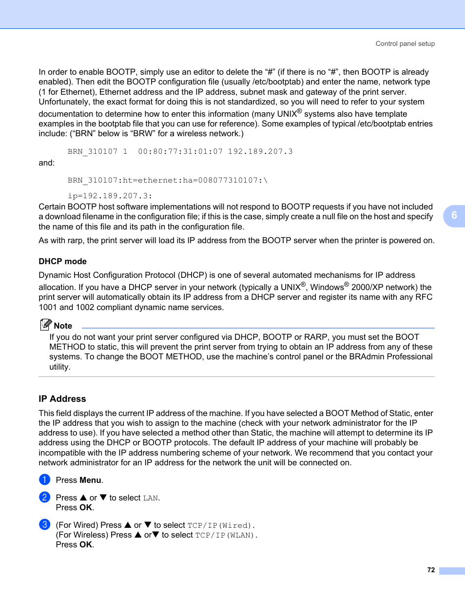 Ip address | Brother MFC-665CW User Manual | Page 79 / 132