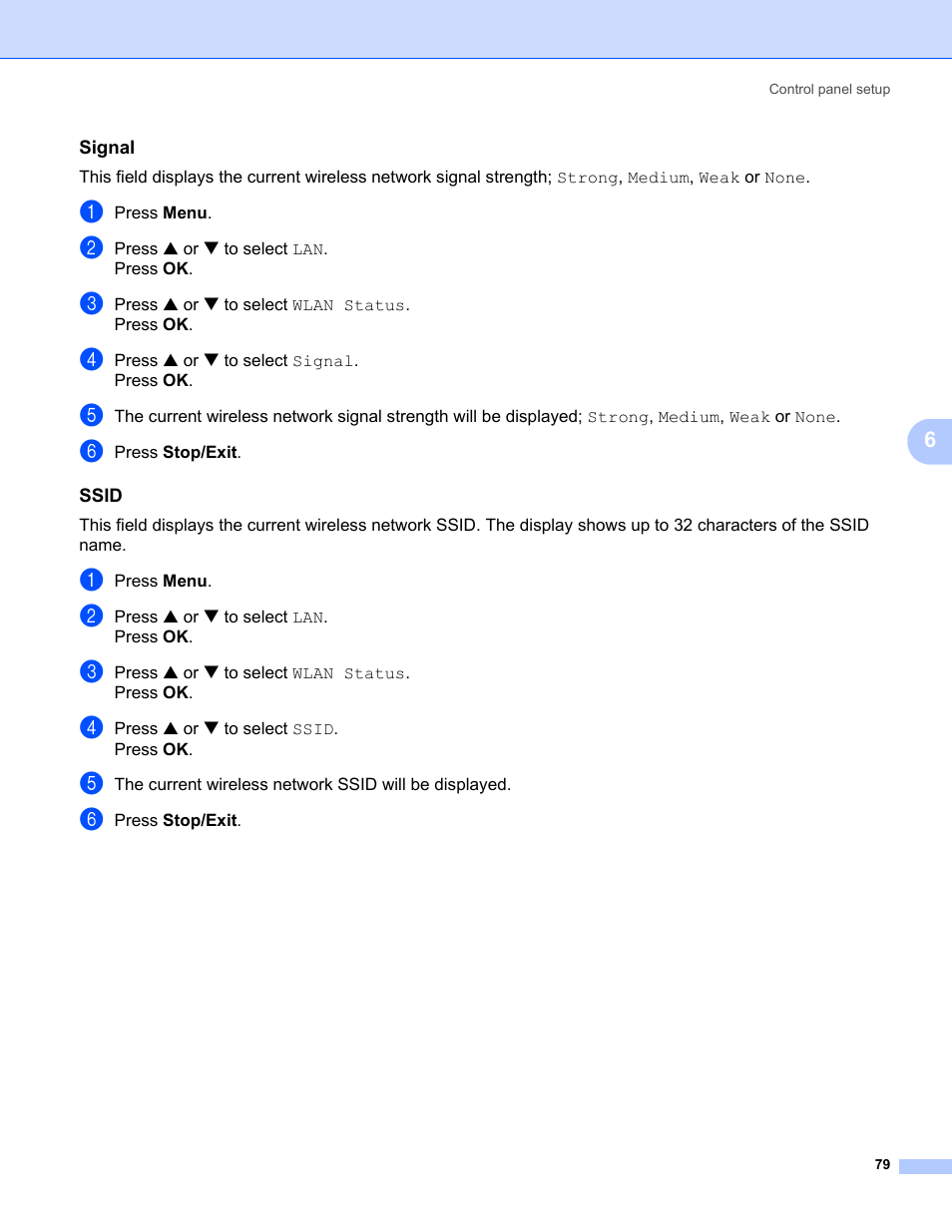 Signal, Ssid | Brother MFC-665CW User Manual | Page 86 / 132