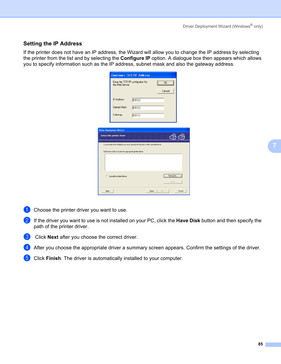 Setting the ip address | Brother MFC-665CW User Manual | Page 92 / 132