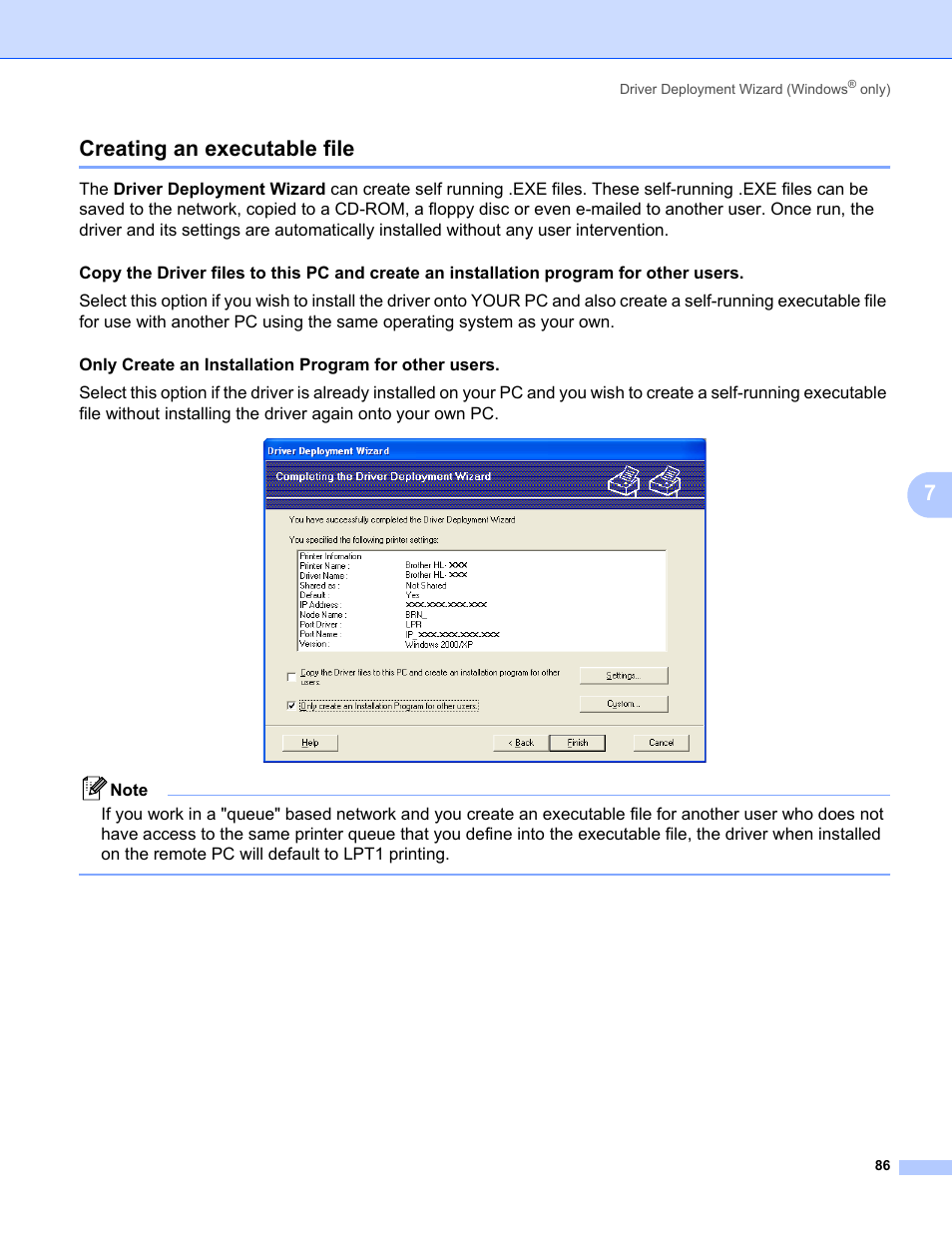 Creating an executable file, 7creating an executable file | Brother MFC-665CW User Manual | Page 93 / 132