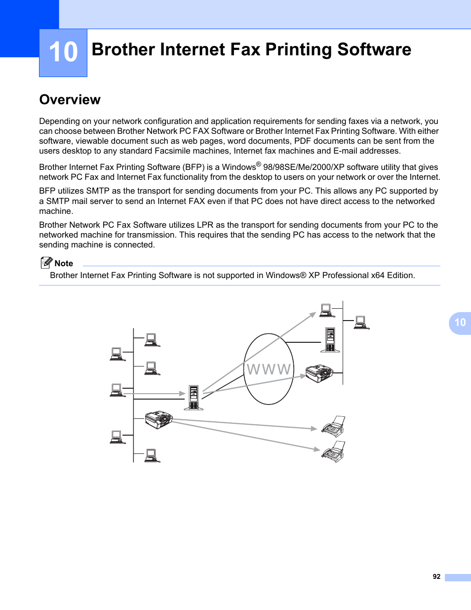 10 brother internet fax printing software, Overview, Brother internet fax printing software | Brother MFC-665CW User Manual | Page 99 / 132