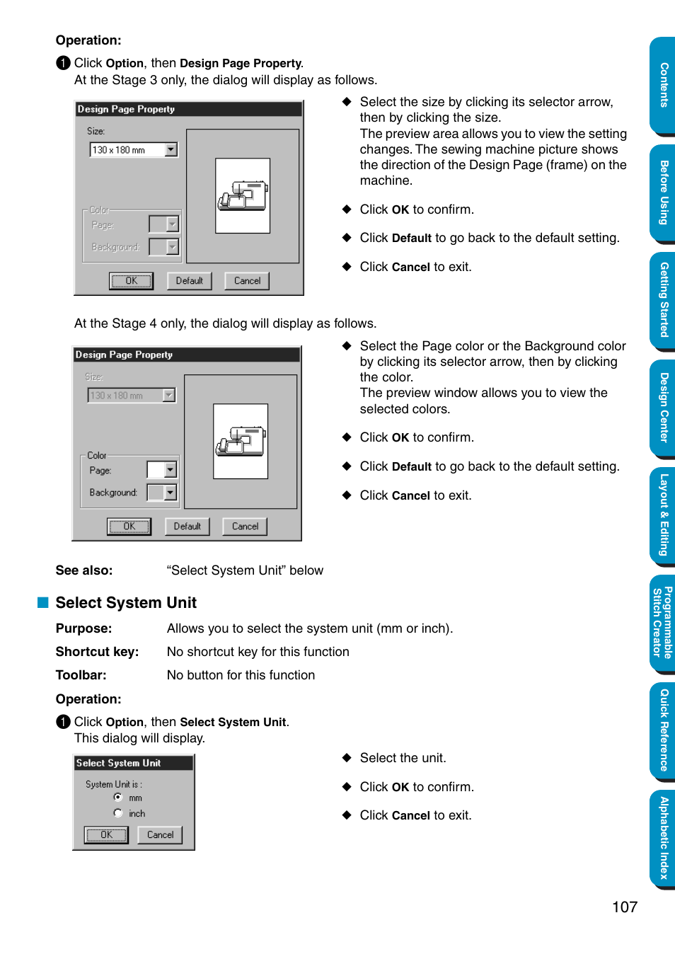 Select system unit | Brother PE-DESIGN Ver.5 User Manual | Page 115 / 274