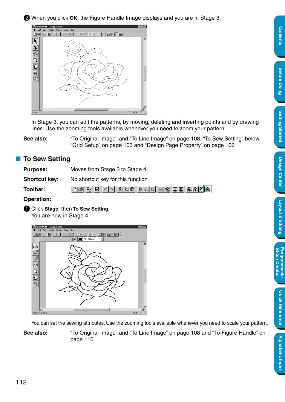 To sew setting | Brother PE-DESIGN Ver.5 User Manual | Page 120 / 274