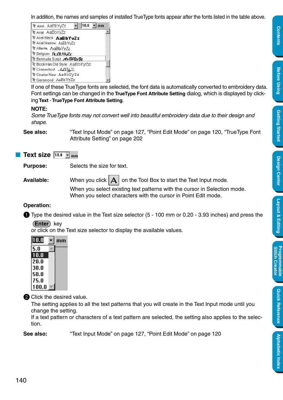 Text size | Brother PE-DESIGN Ver.5 User Manual | Page 148 / 274