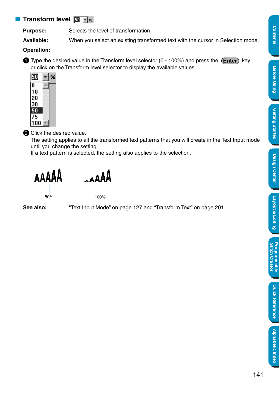 Transform level | Brother PE-DESIGN Ver.5 User Manual | Page 149 / 274