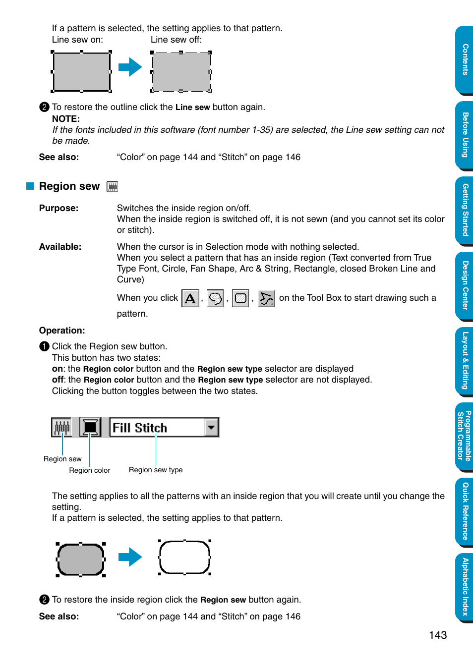 Region sew | Brother PE-DESIGN Ver.5 User Manual | Page 151 / 274