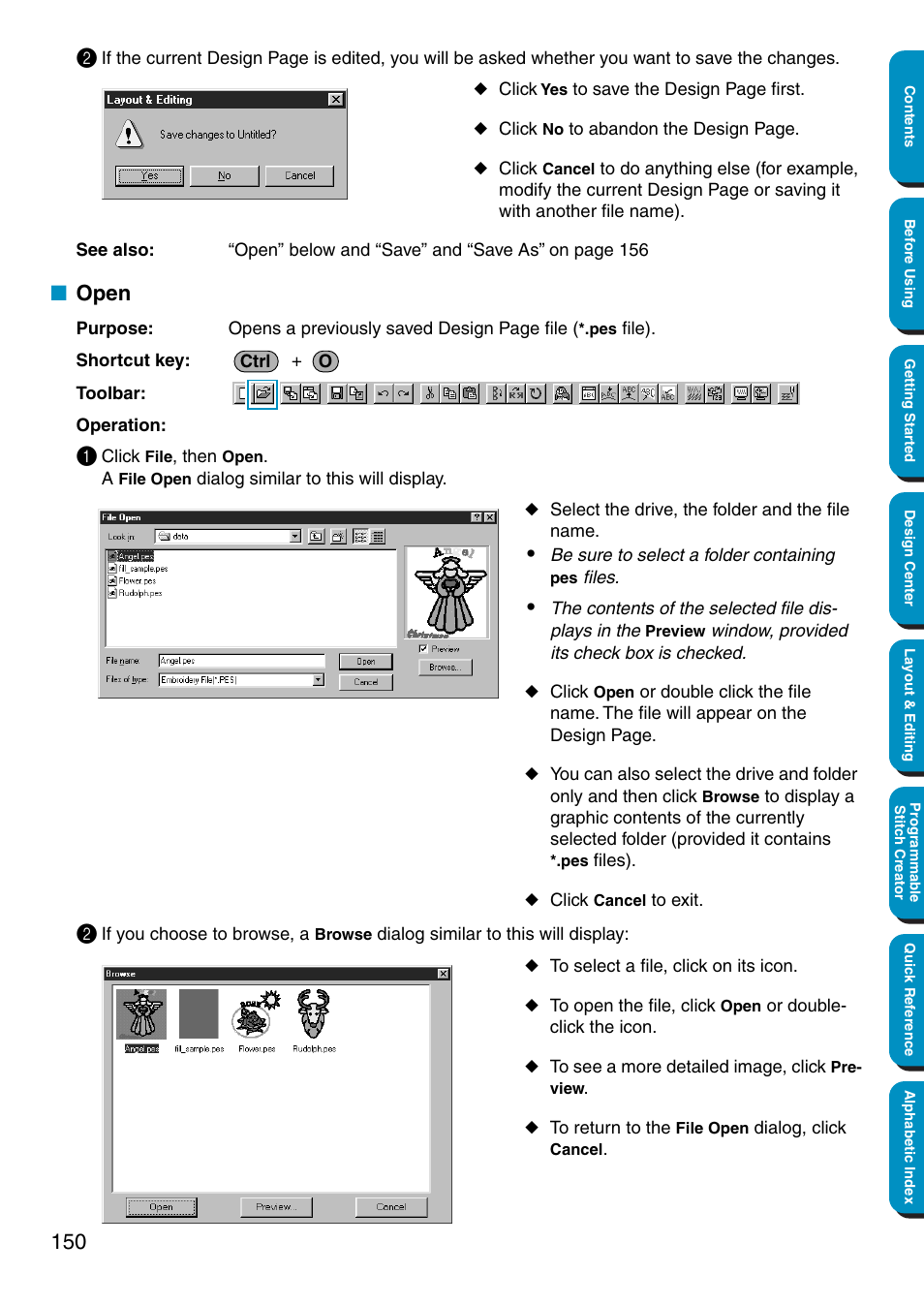 Open | Brother PE-DESIGN Ver.5 User Manual | Page 158 / 274