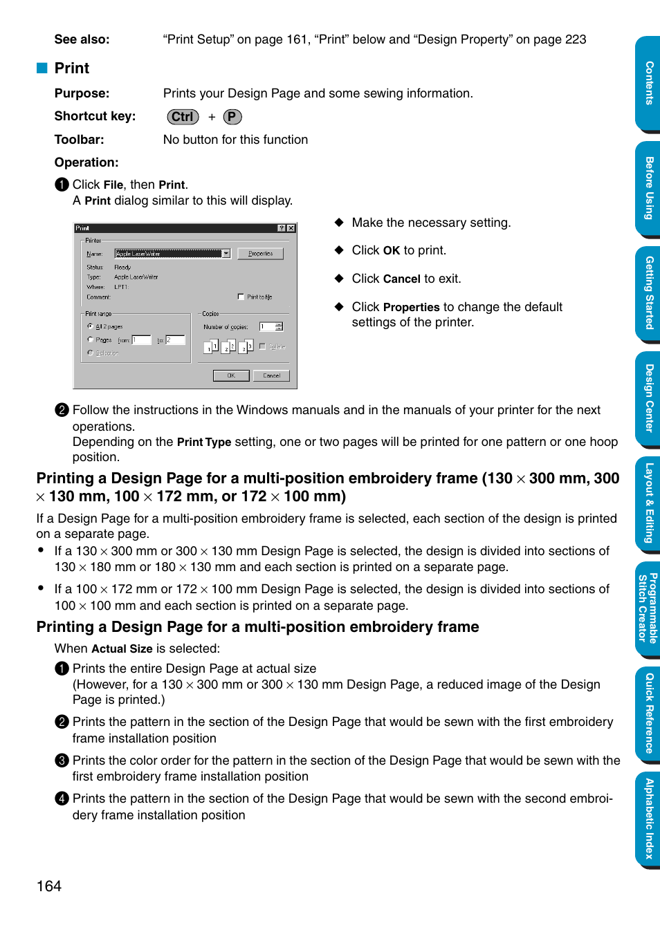 Print | Brother PE-DESIGN Ver.5 User Manual | Page 172 / 274
