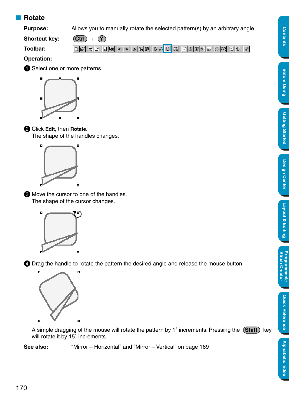 Rotate | Brother PE-DESIGN Ver.5 User Manual | Page 178 / 274