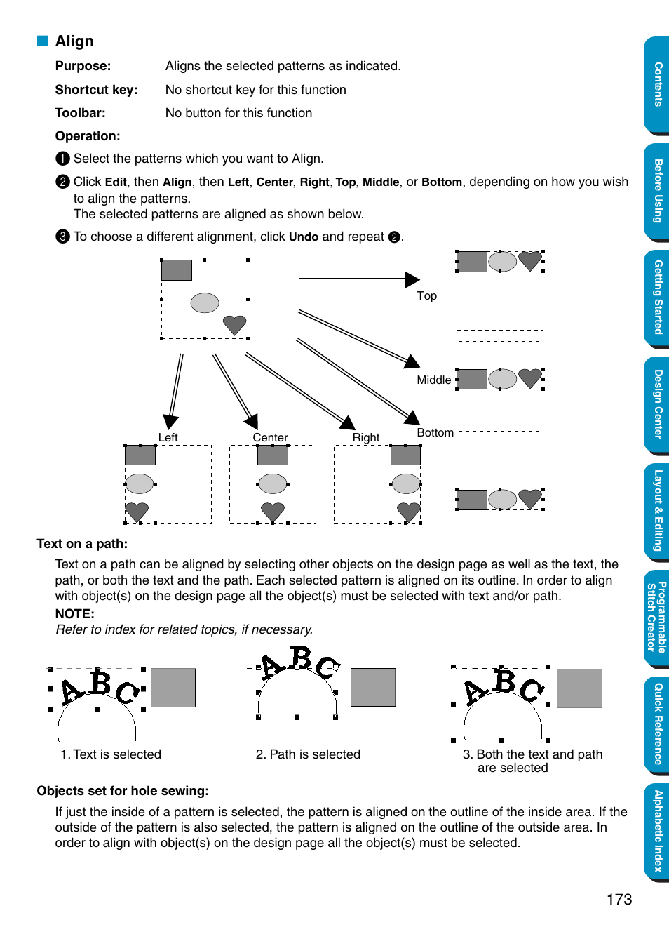 Align | Brother PE-DESIGN Ver.5 User Manual | Page 181 / 274