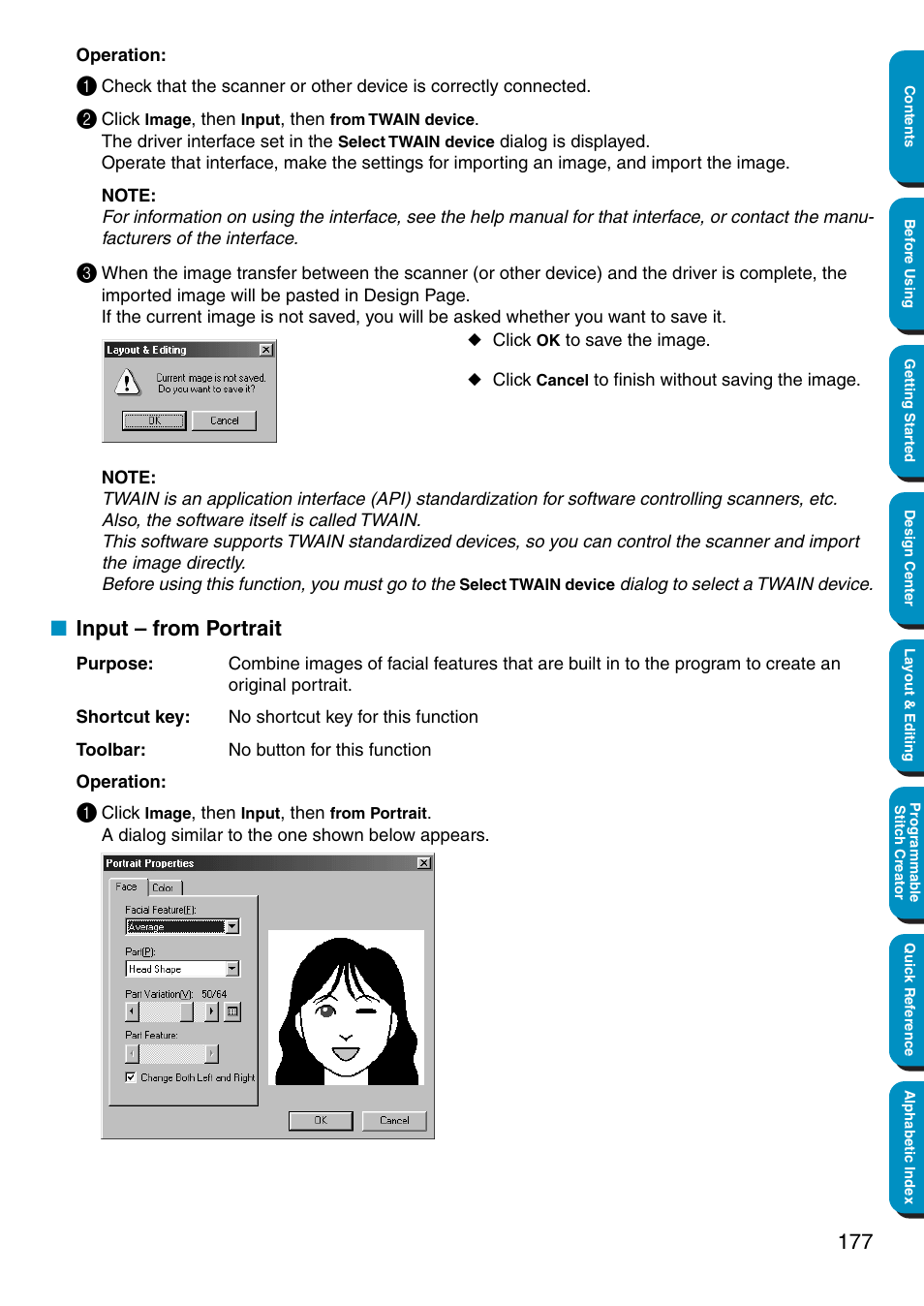 Input – from portrait | Brother PE-DESIGN Ver.5 User Manual | Page 185 / 274