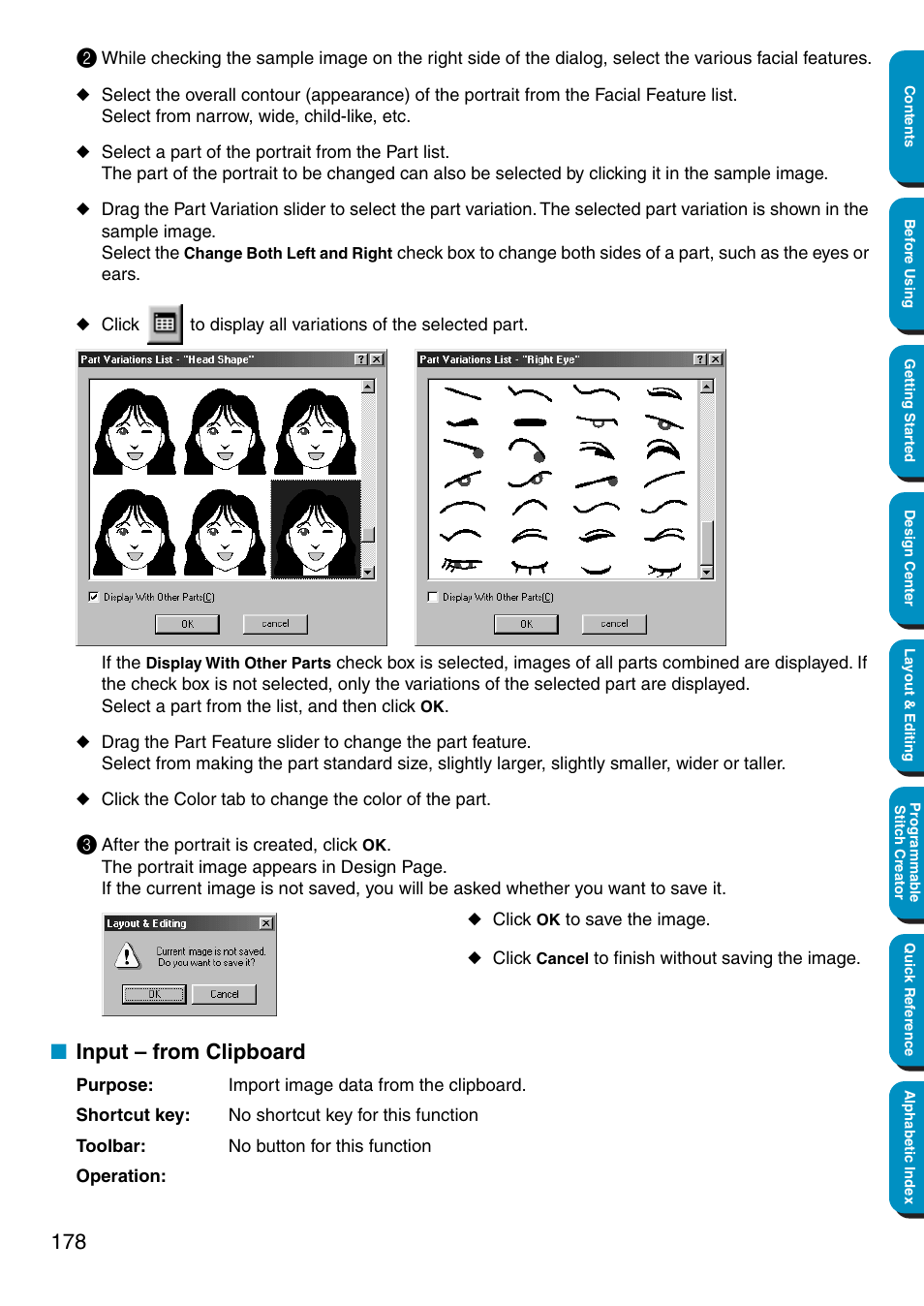 Input – from clipboard | Brother PE-DESIGN Ver.5 User Manual | Page 186 / 274