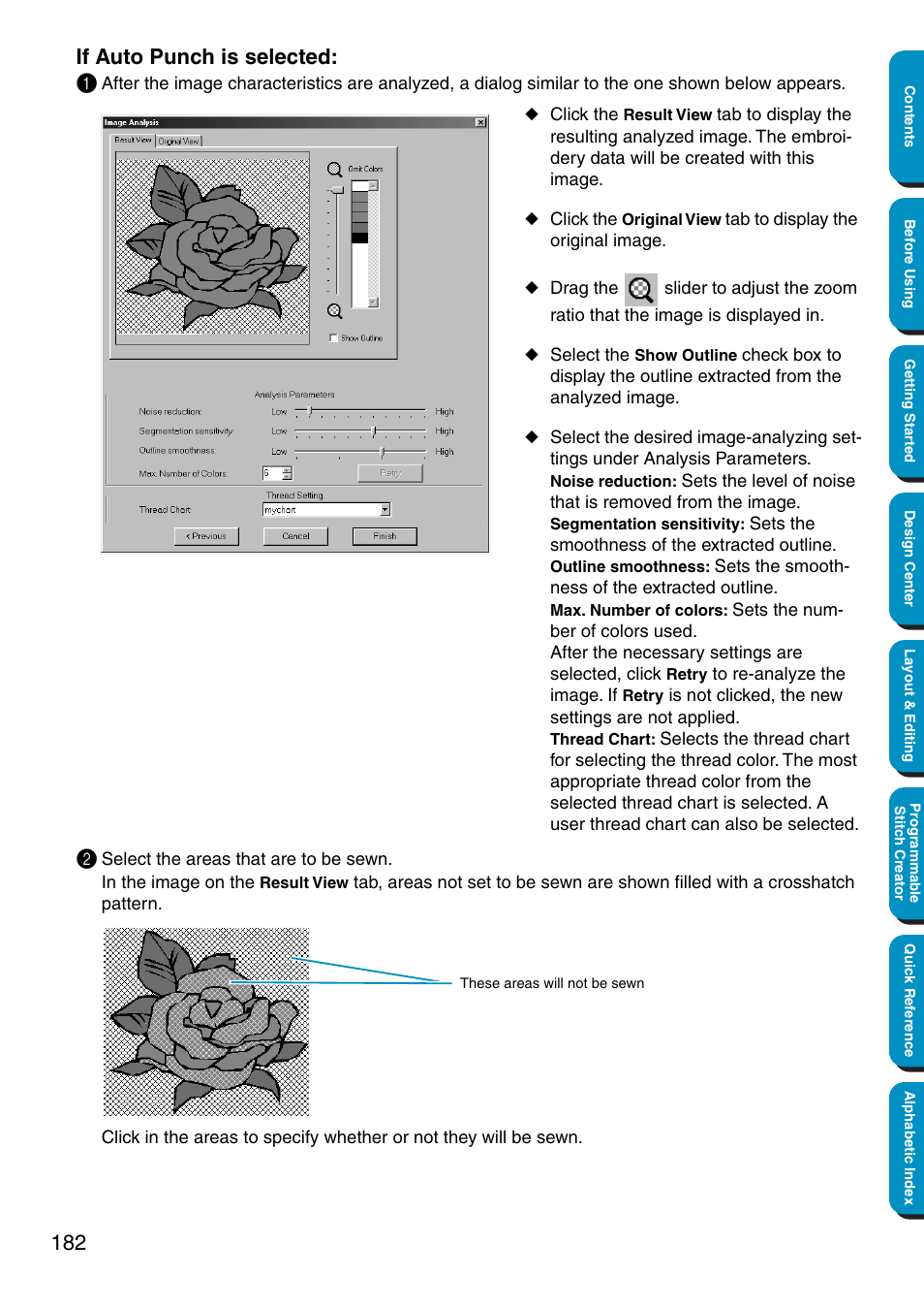 If auto punch is selected, If auto punch is selected: 1 | Brother PE-DESIGN Ver.5 User Manual | Page 190 / 274