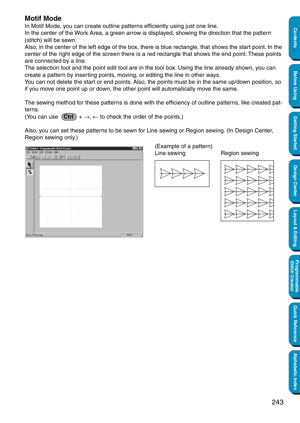 Motif mode | Brother PE-DESIGN Ver.5 User Manual | Page 251 / 274