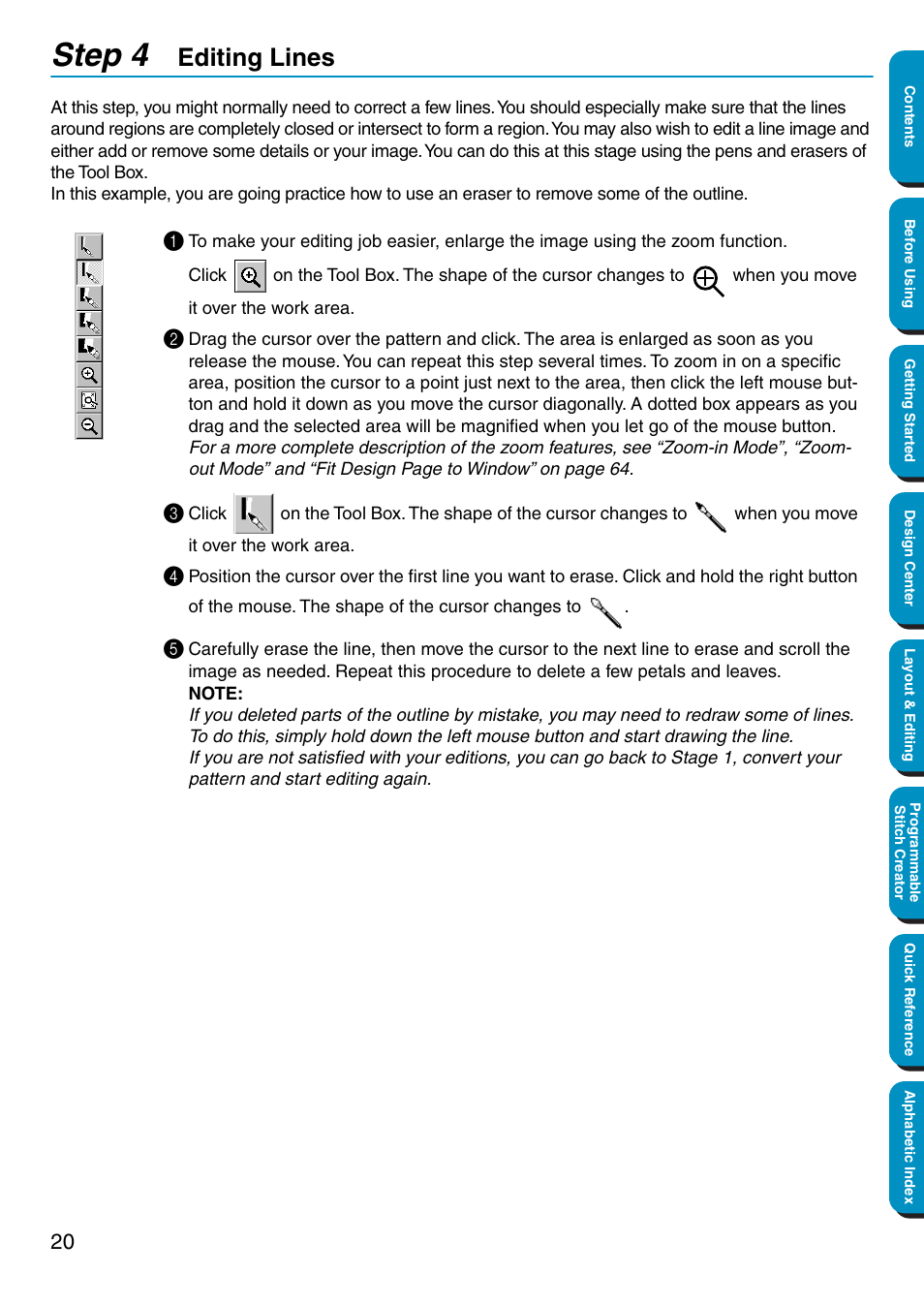 Step 4 editing lines, Editing lines, Step 4 | Brother PE-DESIGN Ver.5 User Manual | Page 28 / 274