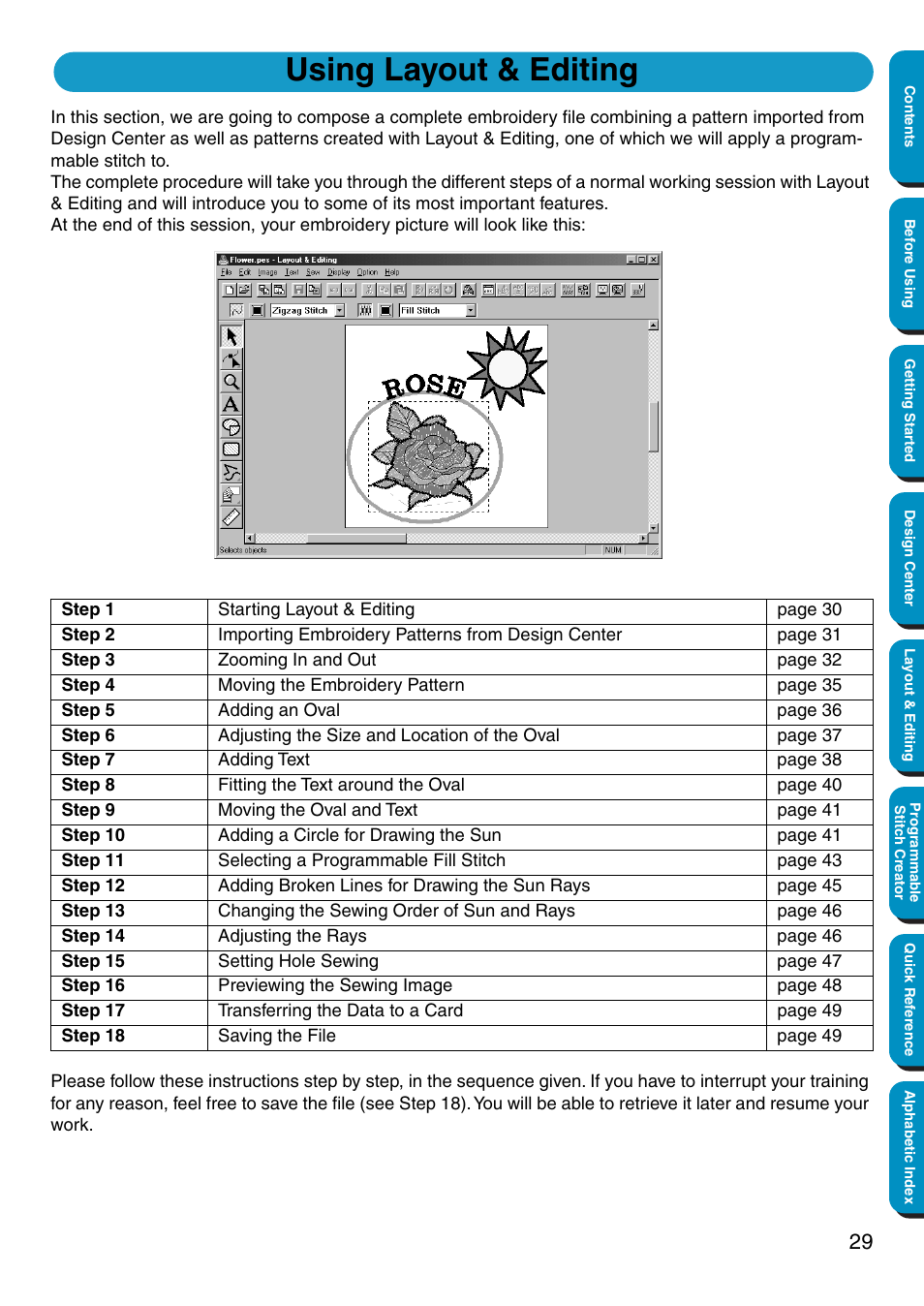 Using layout & editing | Brother PE-DESIGN Ver.5 User Manual | Page 37 / 274