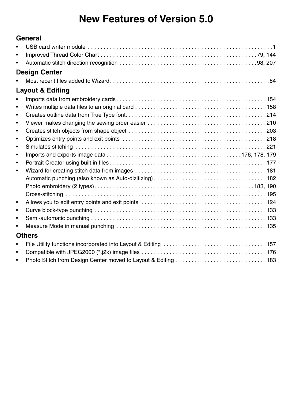 New features of version 5.0 | Brother PE-DESIGN Ver.5 User Manual | Page 4 / 274