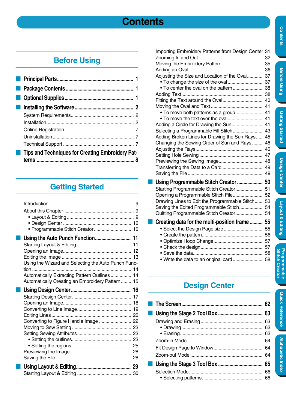 Brother PE-DESIGN Ver.5 User Manual | Page 5 / 274