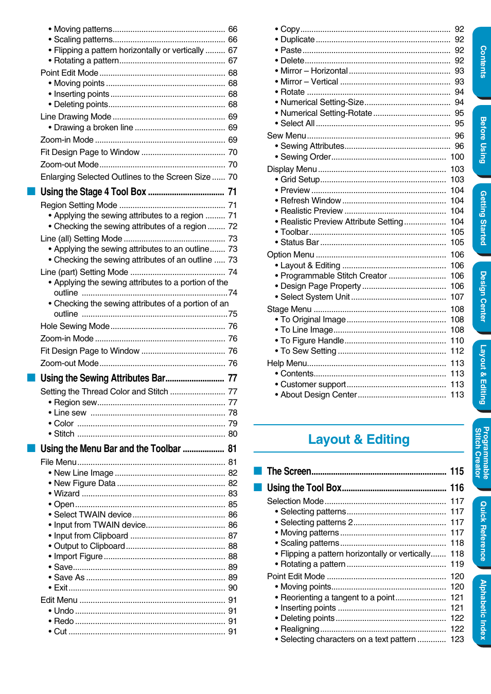 Layout & editing | Brother PE-DESIGN Ver.5 User Manual | Page 6 / 274