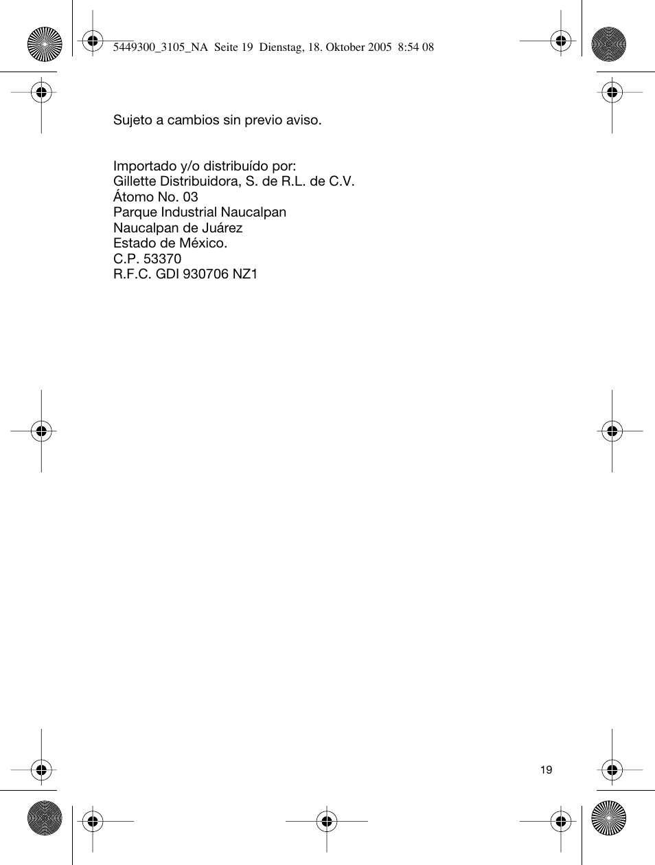 Braun 3105-5449 InterFace Excel User Manual | Page 19 / 20